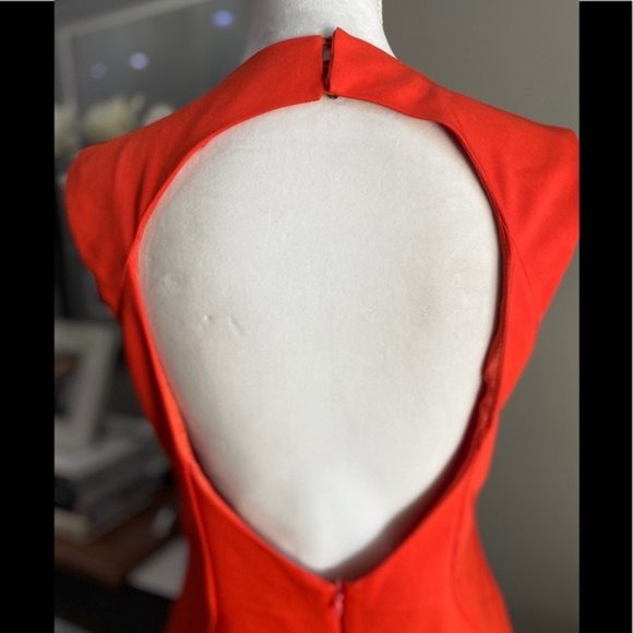 Zara Open Back Cutout Mini Dress Orange Large - Picture 8 of 9